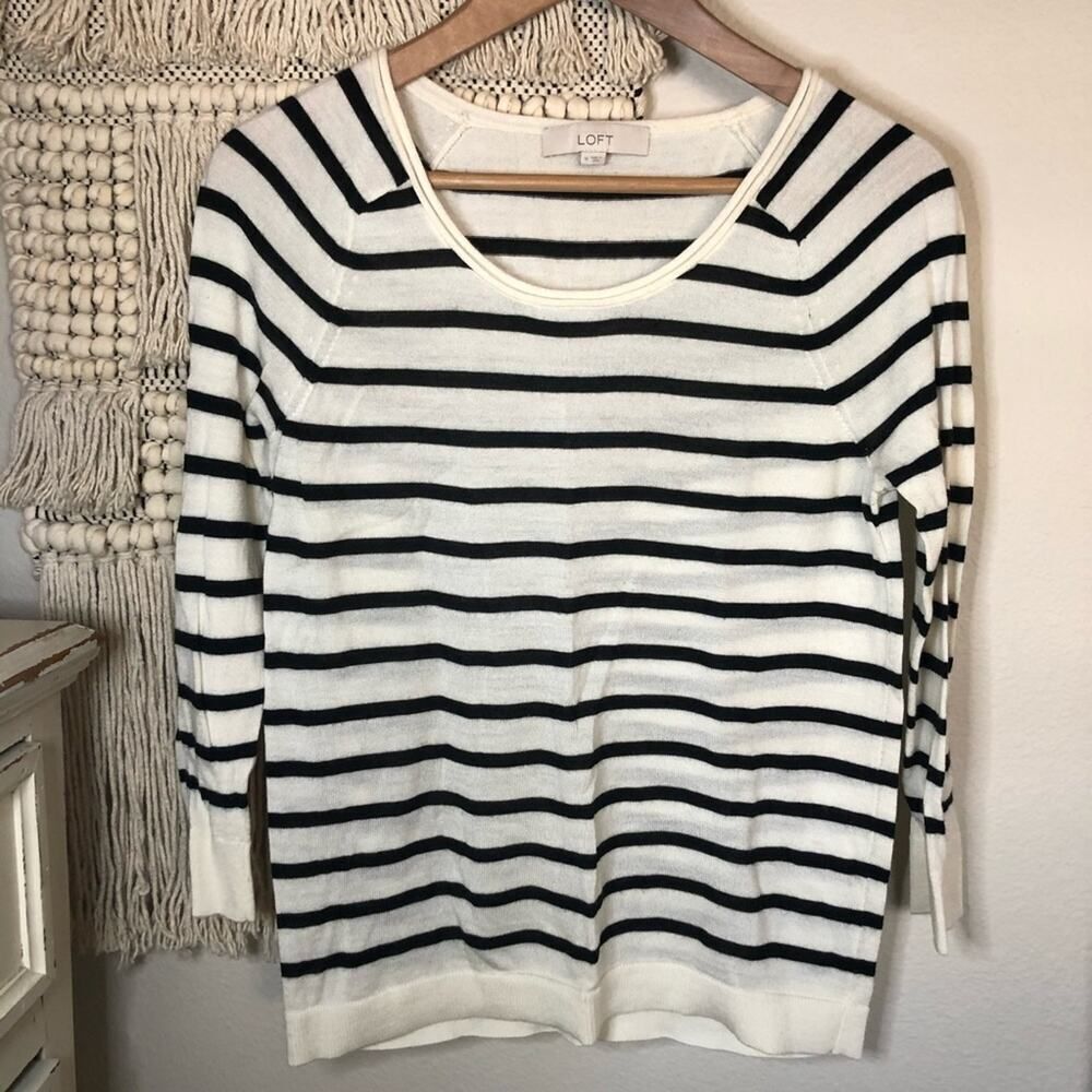 LOFT Striped Sweater Top M